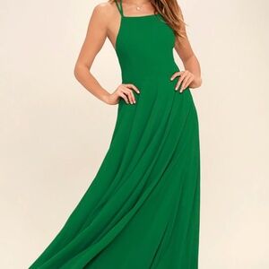 LULUS Strappy to be here Green Maxi Dress size M